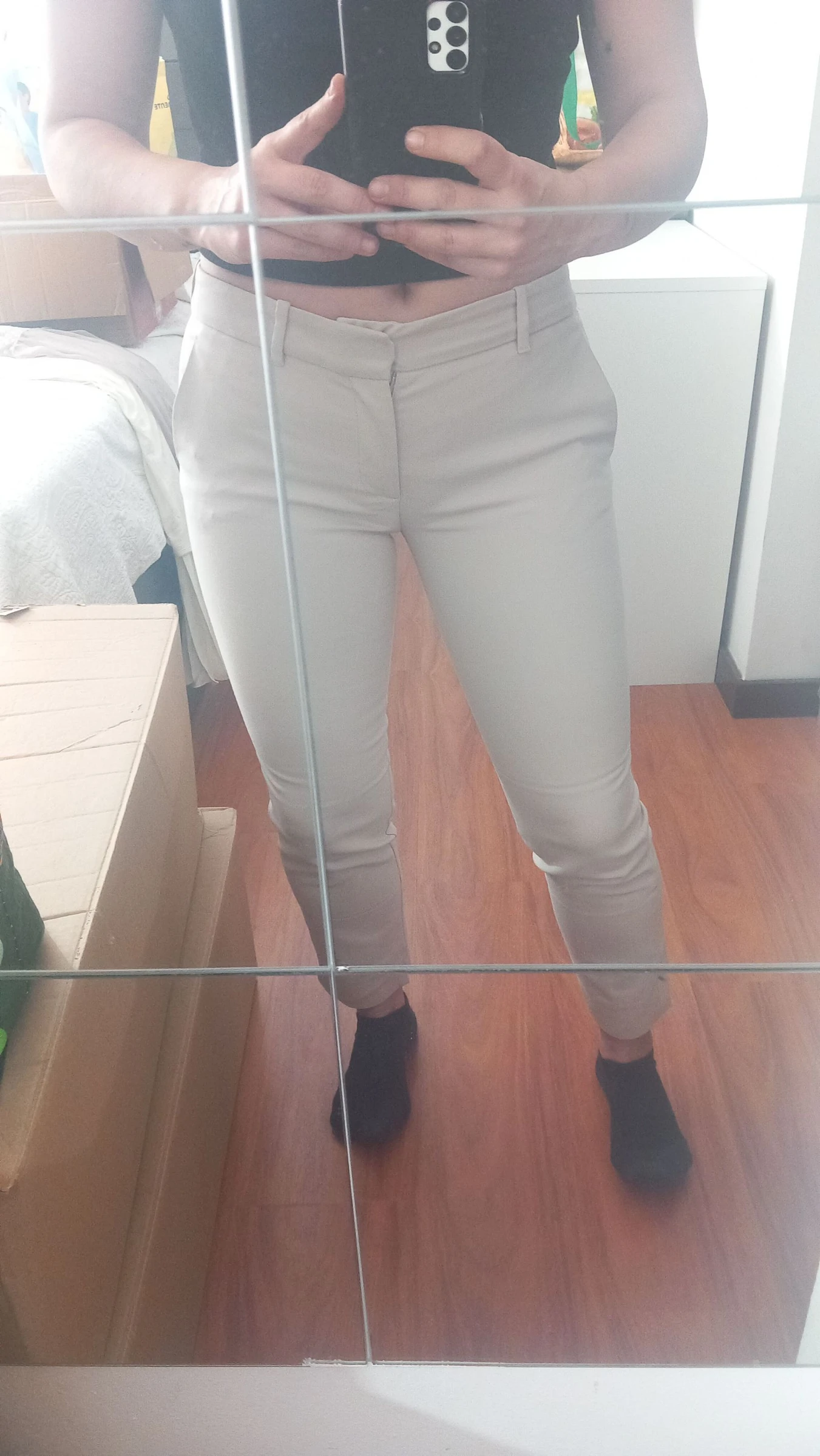 Pantalon chino beige Zara Woman - Taille M | Chinos curtos beges – photo 9